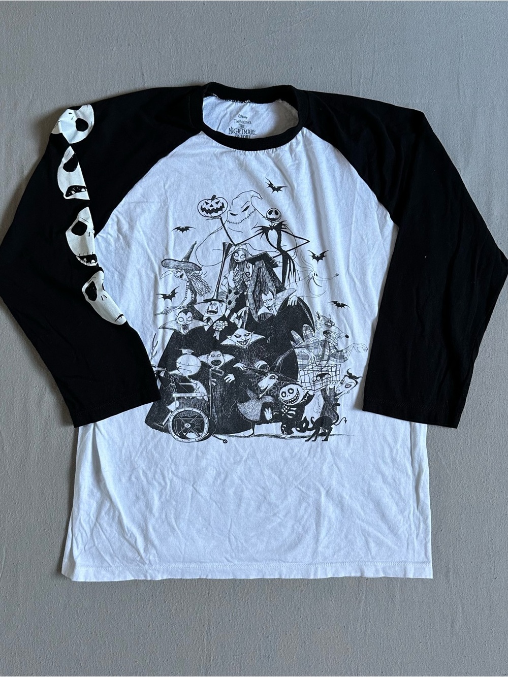 Nightmare Before Christmas Raglan Shirt Jack Skellington Disney L